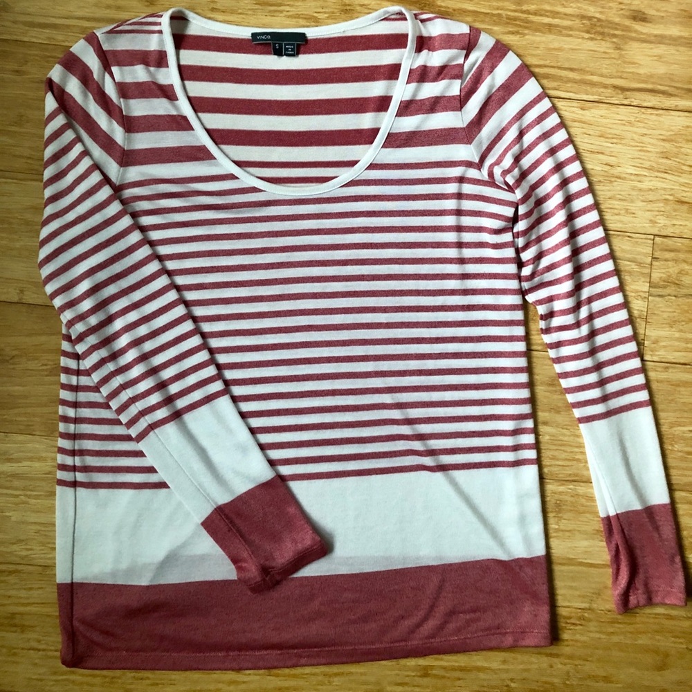 Vince Red Stripe Long Sleeve Shirt